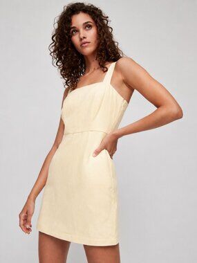 aritzia yellow dress Wilfred Spaghetti Strap This is a squareneck mini dress with a fit Aritzia neon yellow comfy casual